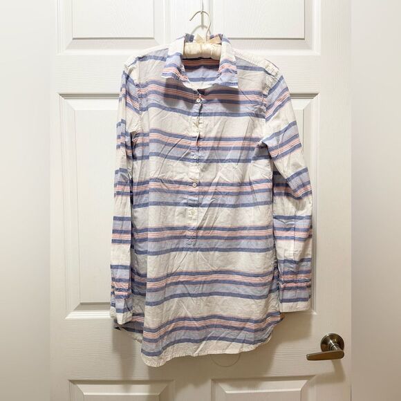 J Crew Womens  Collared Button Shirt Tunic Top Size M Lightweight Long Sleeve - Picture 1 of 8